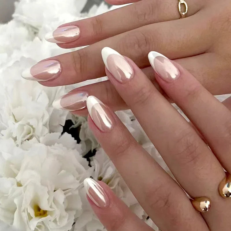 Lot de 24 faux ongles Sweet Love avec dégradé, réutilisables, courts et couvrants, pour femmes