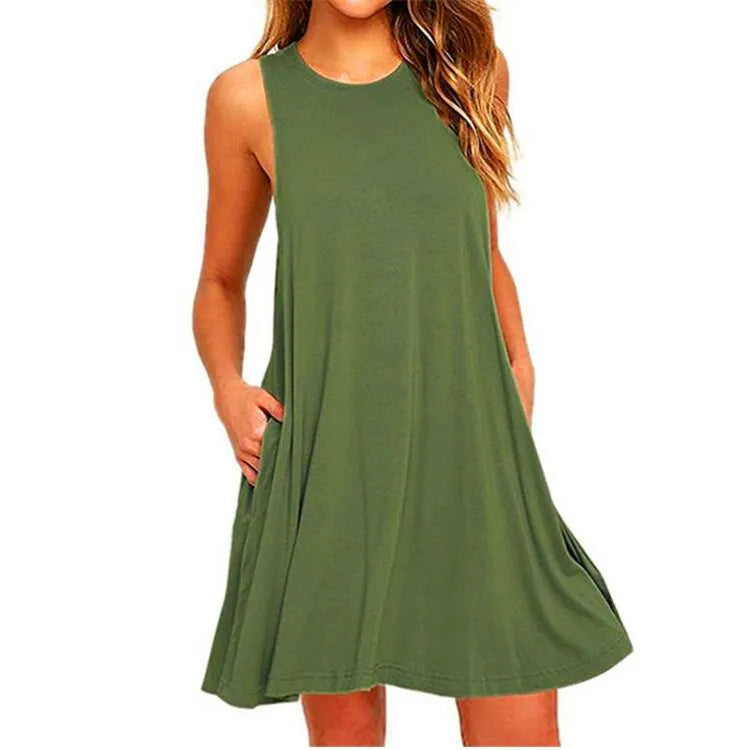 Robe d'été pour femme, avec poches, grande taille.
