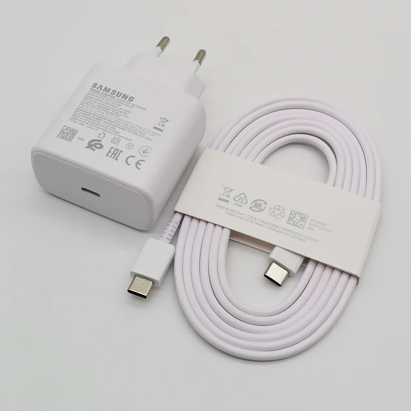 Chargeur Samsung 45 W à charge ultra rapide, adaptateur de charge rapide de 1,8 m de type C